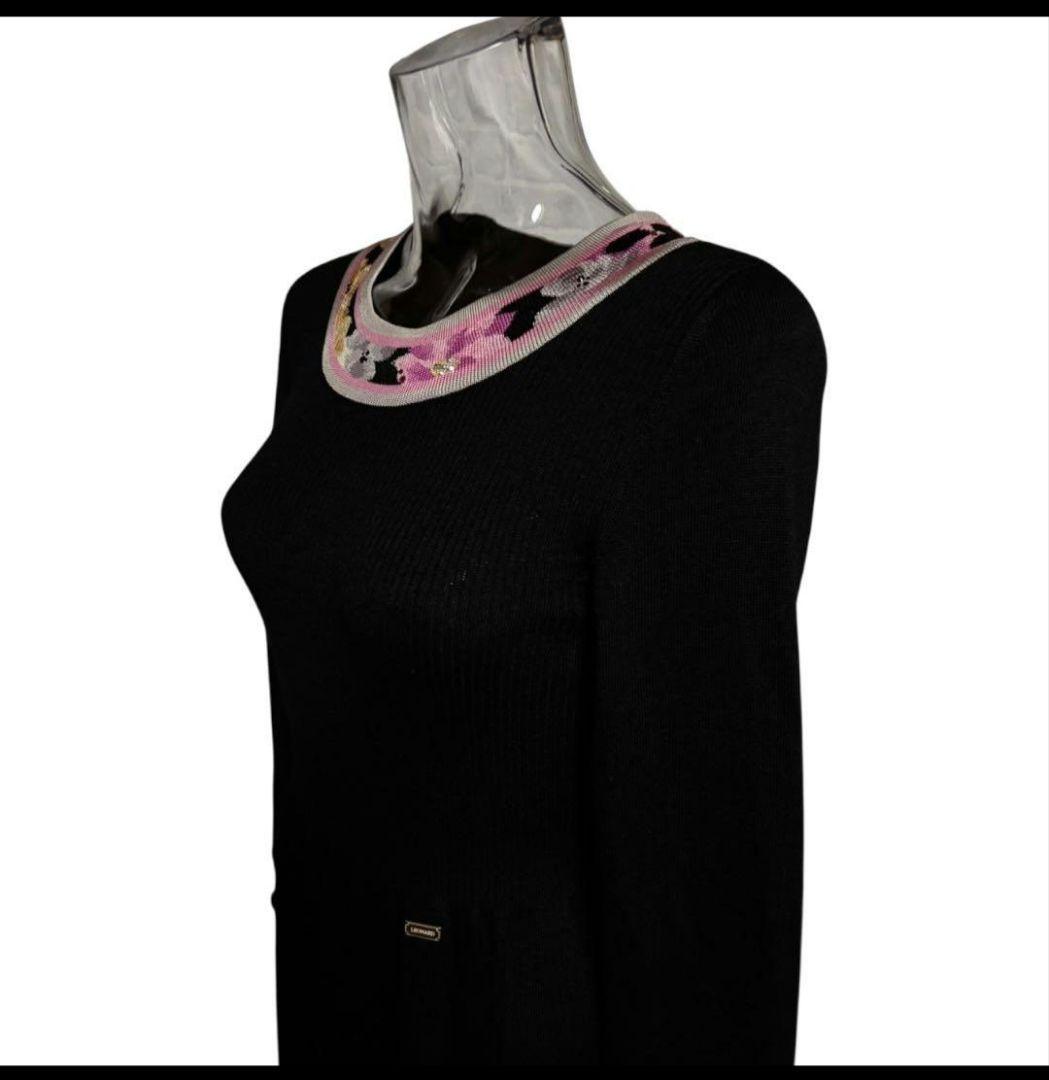 美品　LEONARD＊カミシヤ、シルク混 の上質な膝丈ワンピース