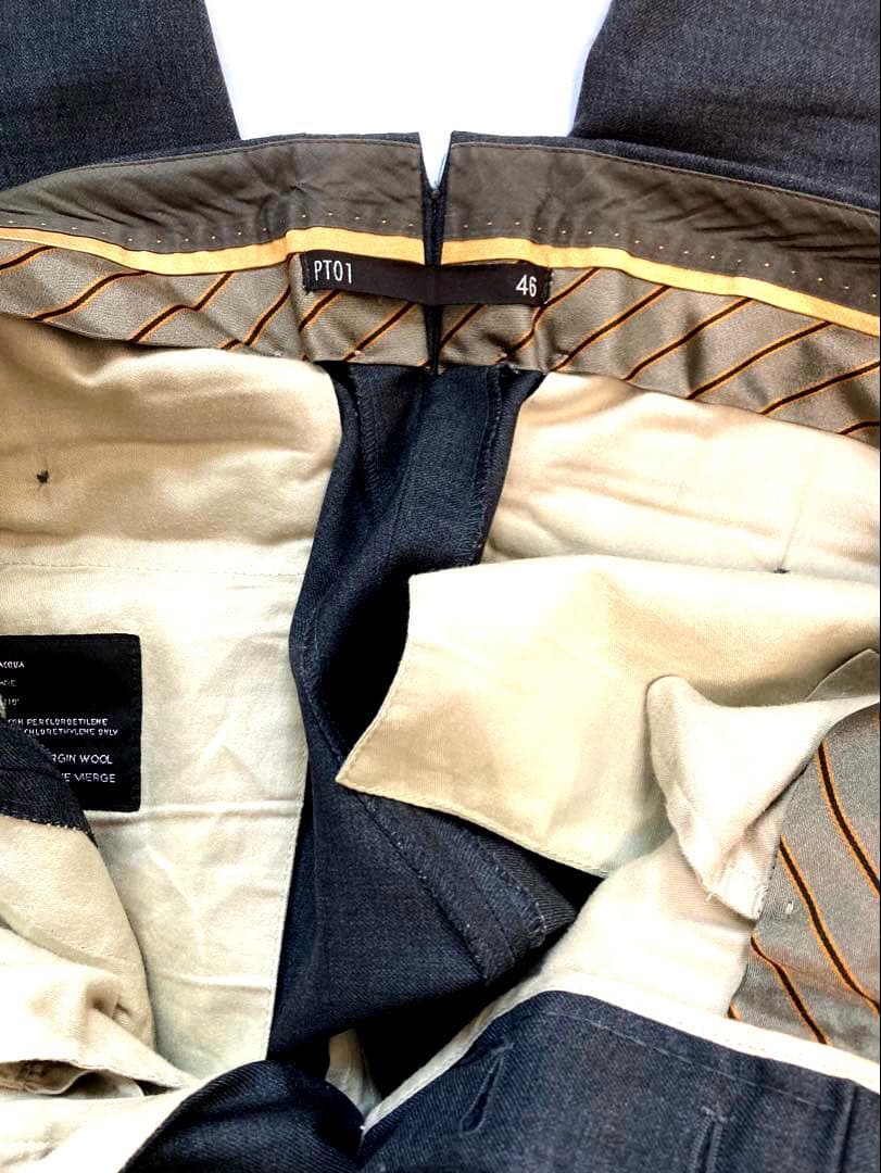 高級 Super120s PT01 ウール スラックス 46 グレー