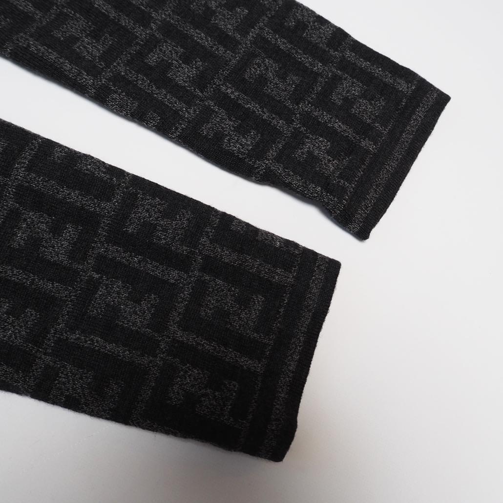 80s 90s FENDI ズッカ柄 ラビットファー ロゴ総柄ニットコート 42