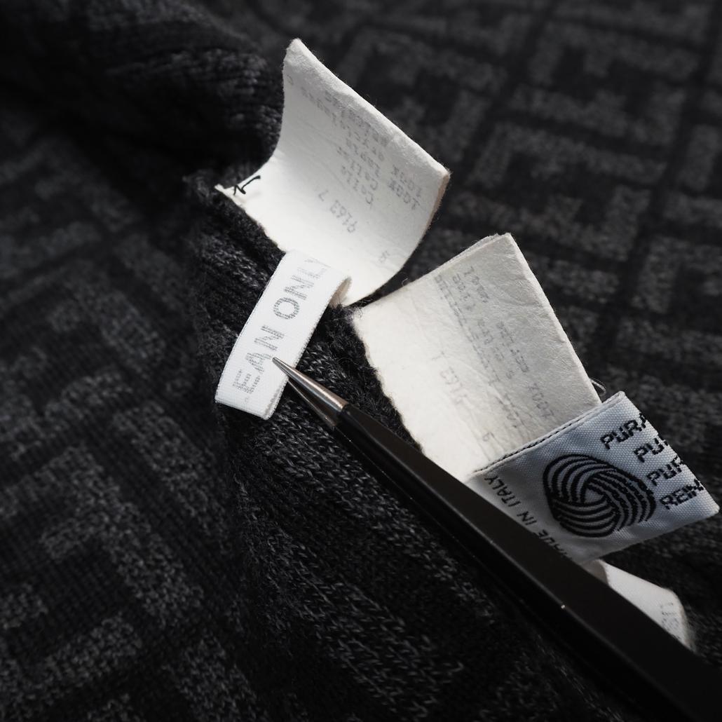 80s 90s FENDI ズッカ柄 ラビットファー ロゴ総柄ニットコート 42