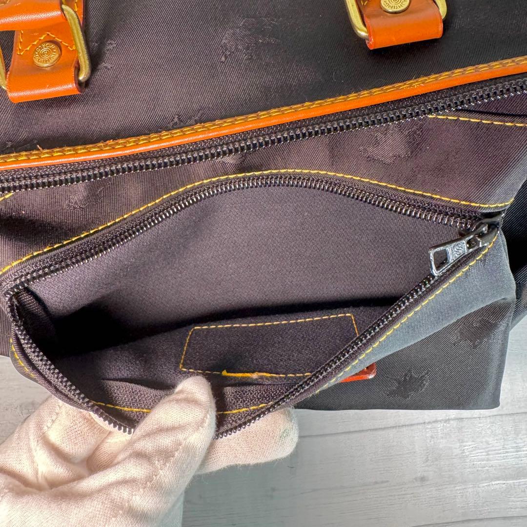 【美品】ハンティングワールド　ミニボストンバッグ　レザー　ナイロン　ロゴ　黒