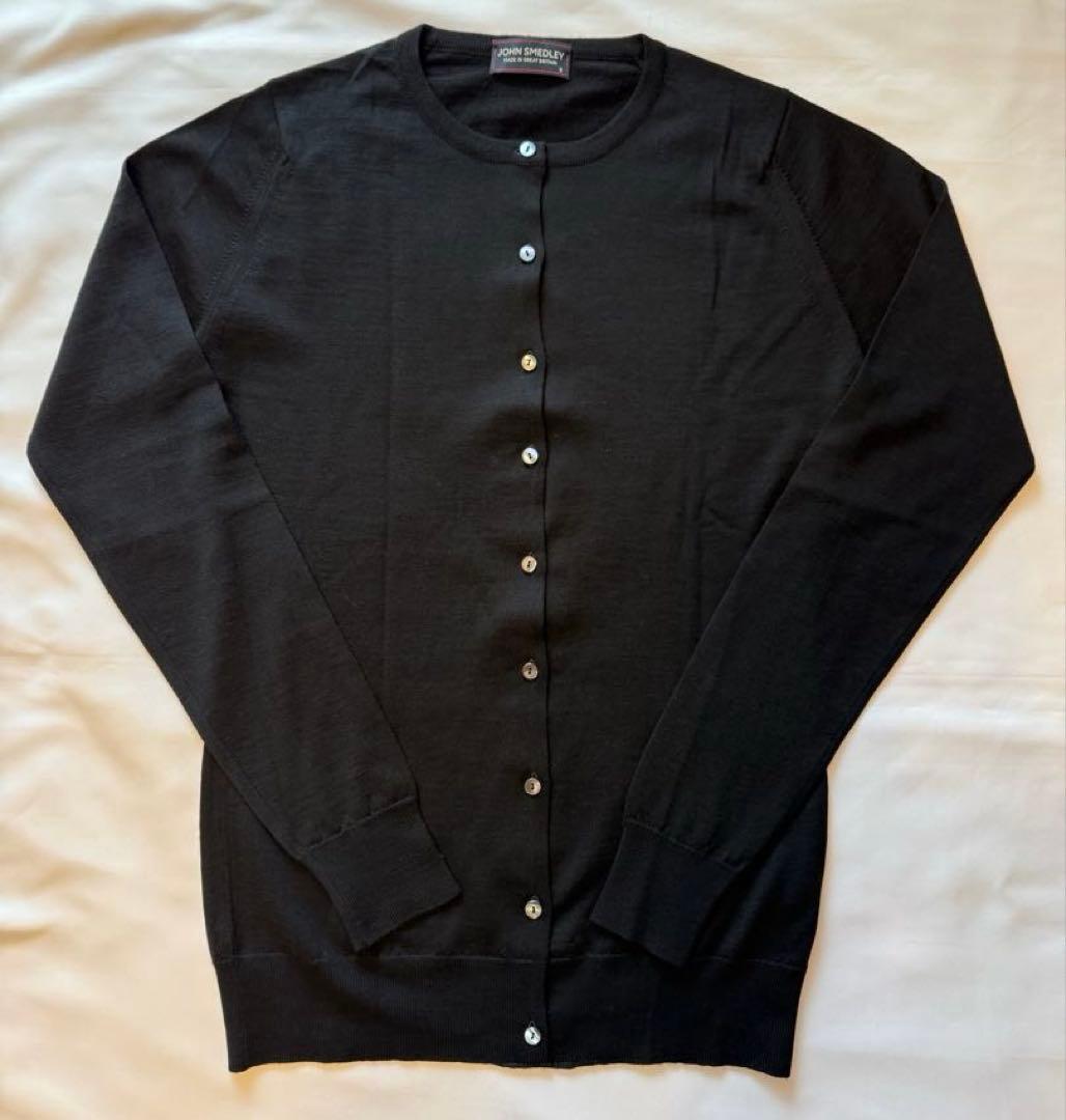 ジョンスメドレー メリノウール アンサンブル 黒 S カーディガン、ニット