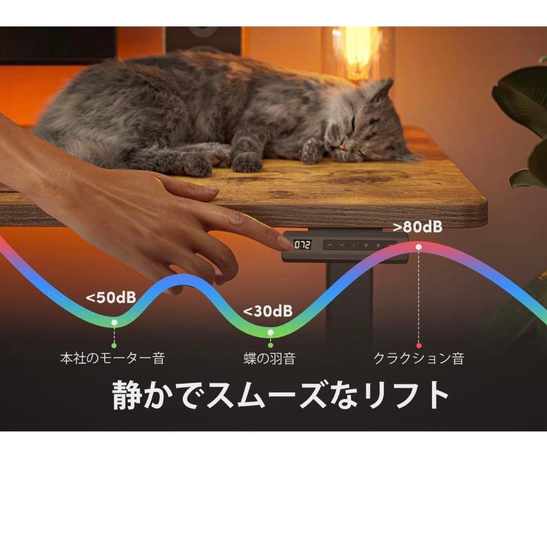 FEZIBO 昇降デスク 120x60cm 電動式 スライダー付 ブラウン