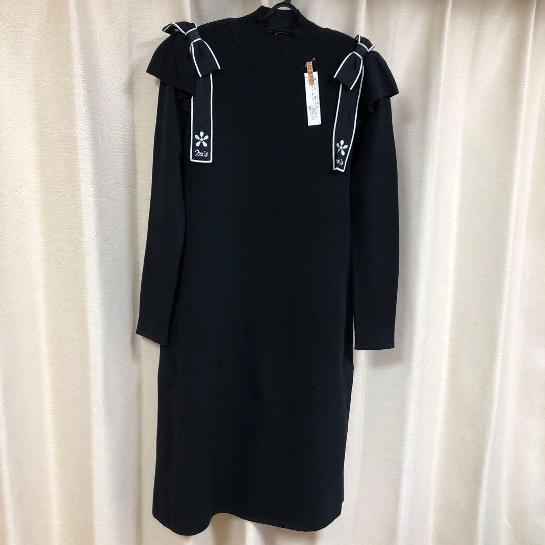 極美品❣️肩リボンがポイント❤️ニットワンピース