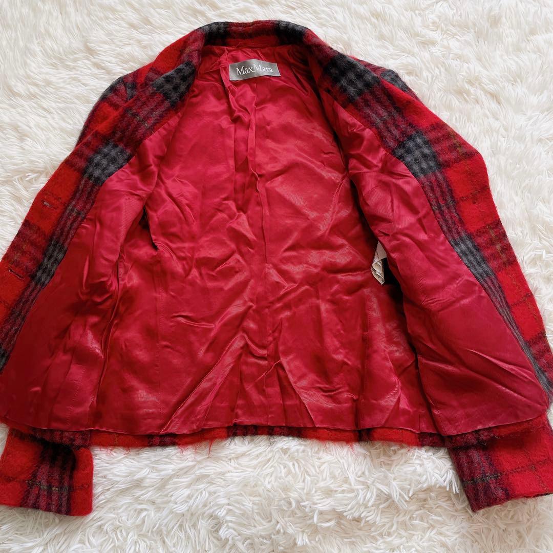 美品♡ マックスマーラ　テーラードジャケット　チェック柄　モヘヤ混　38