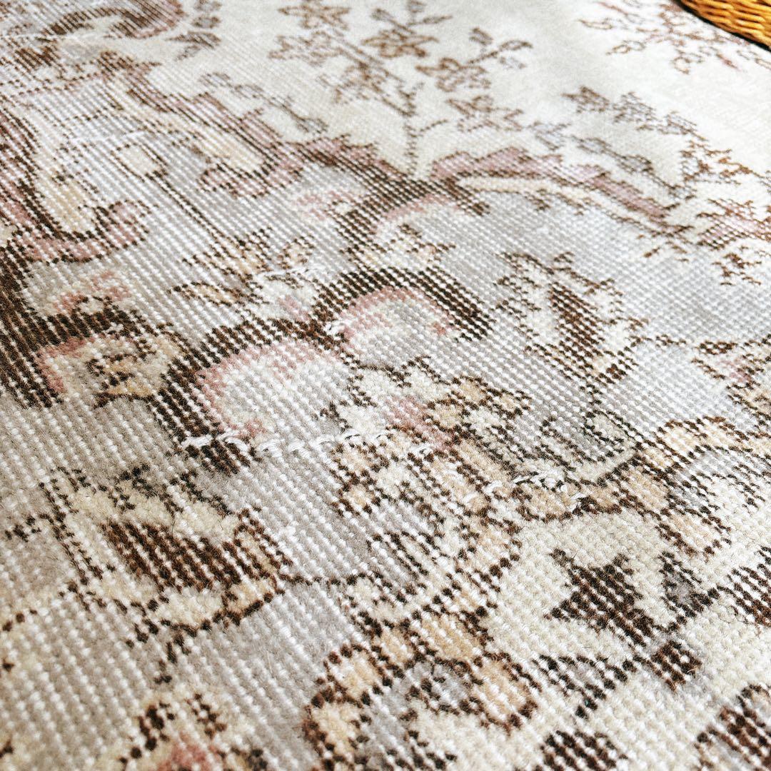 トルコ　ヴィンテージラグ　グレー　メダリオン