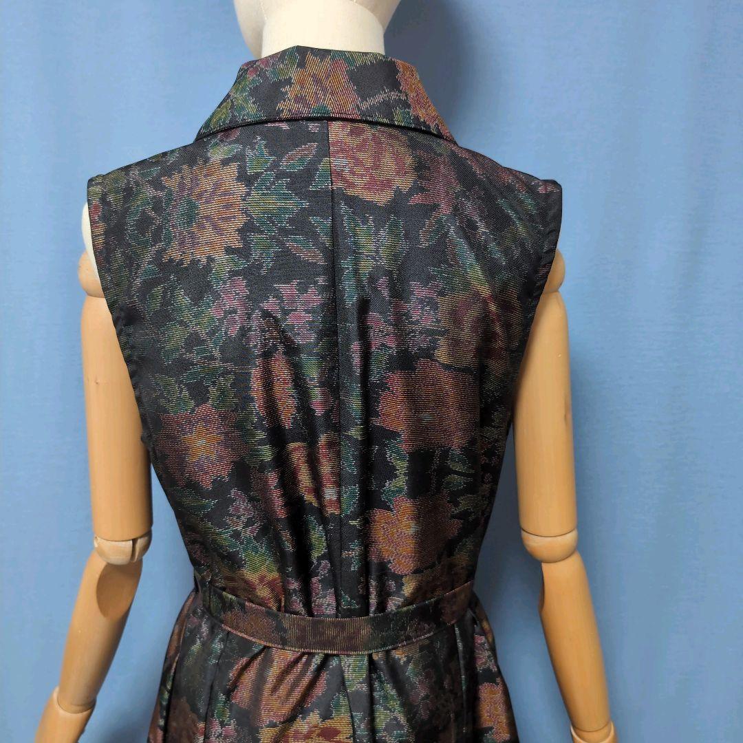 着物リメイク　やや難あり　大島紬ショールカラージレワンピース　L〜XL