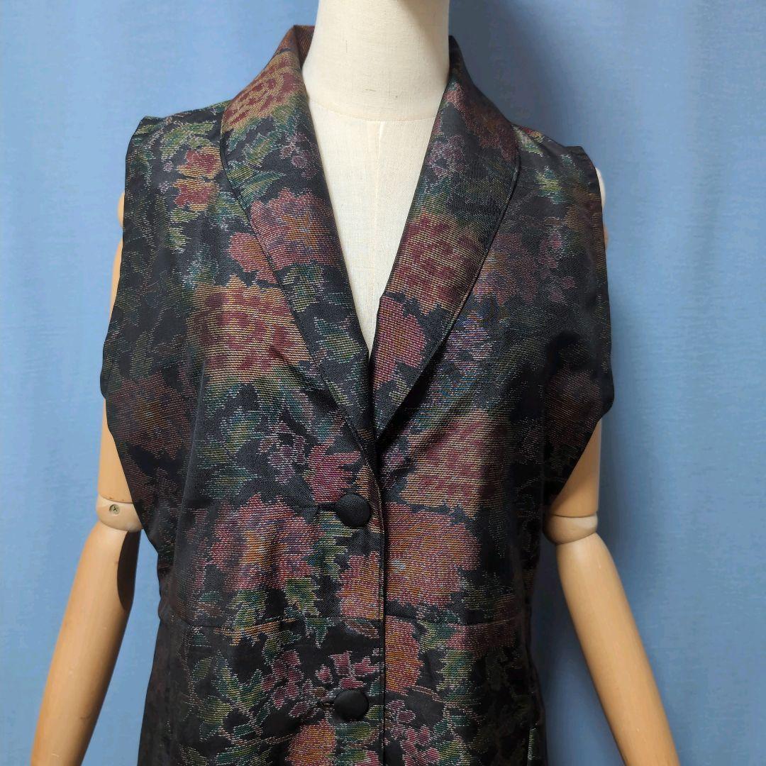 着物リメイク　やや難あり　大島紬ショールカラージレワンピース　L〜XL