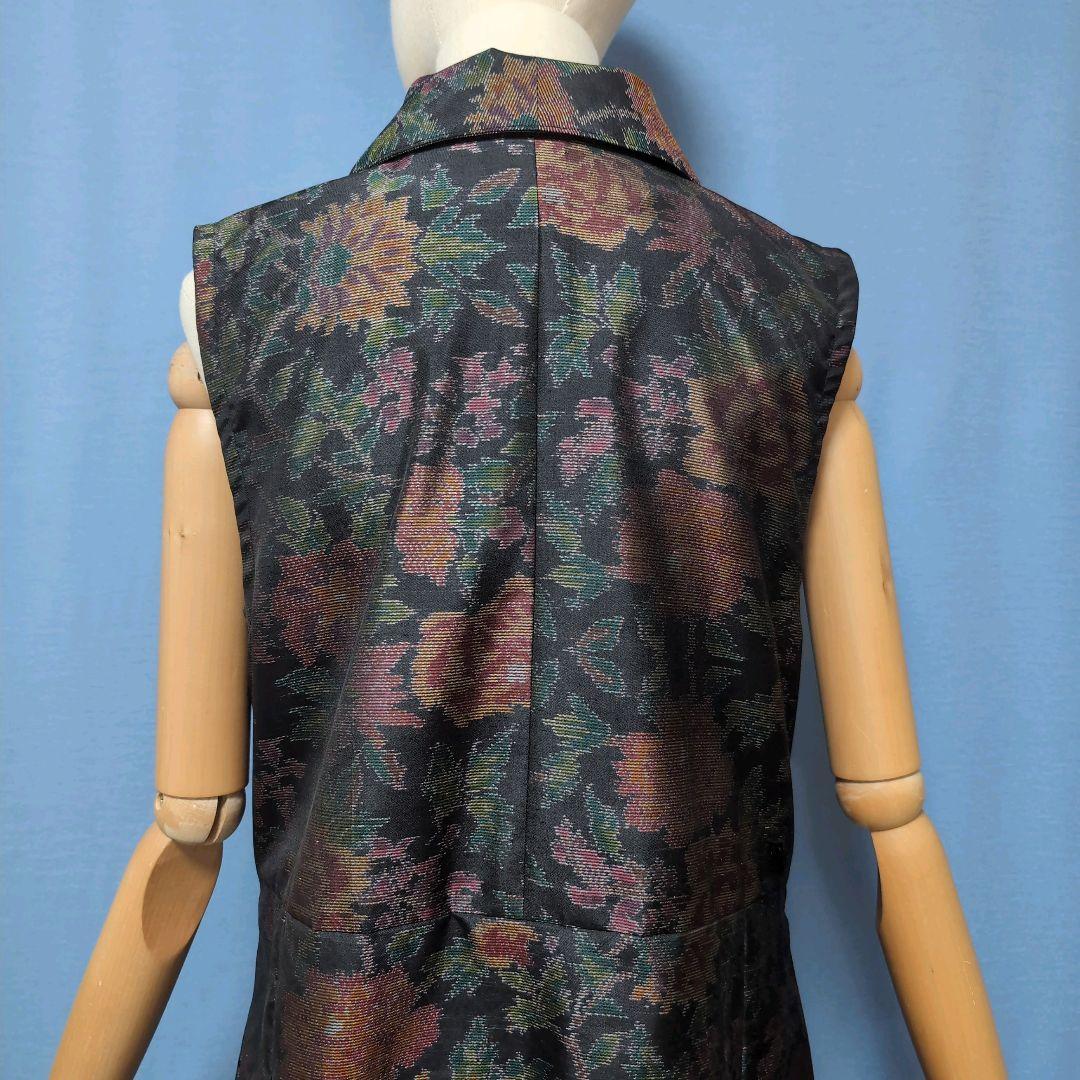 着物リメイク　やや難あり　大島紬ショールカラージレワンピース　L〜XL