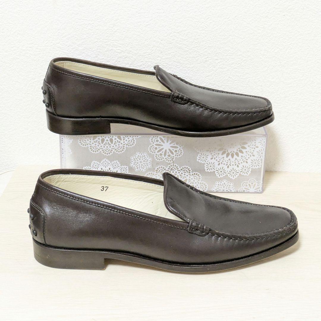 未使用級☆TOD‘S トッズ ローファー 本革 ダークブラウン 37
