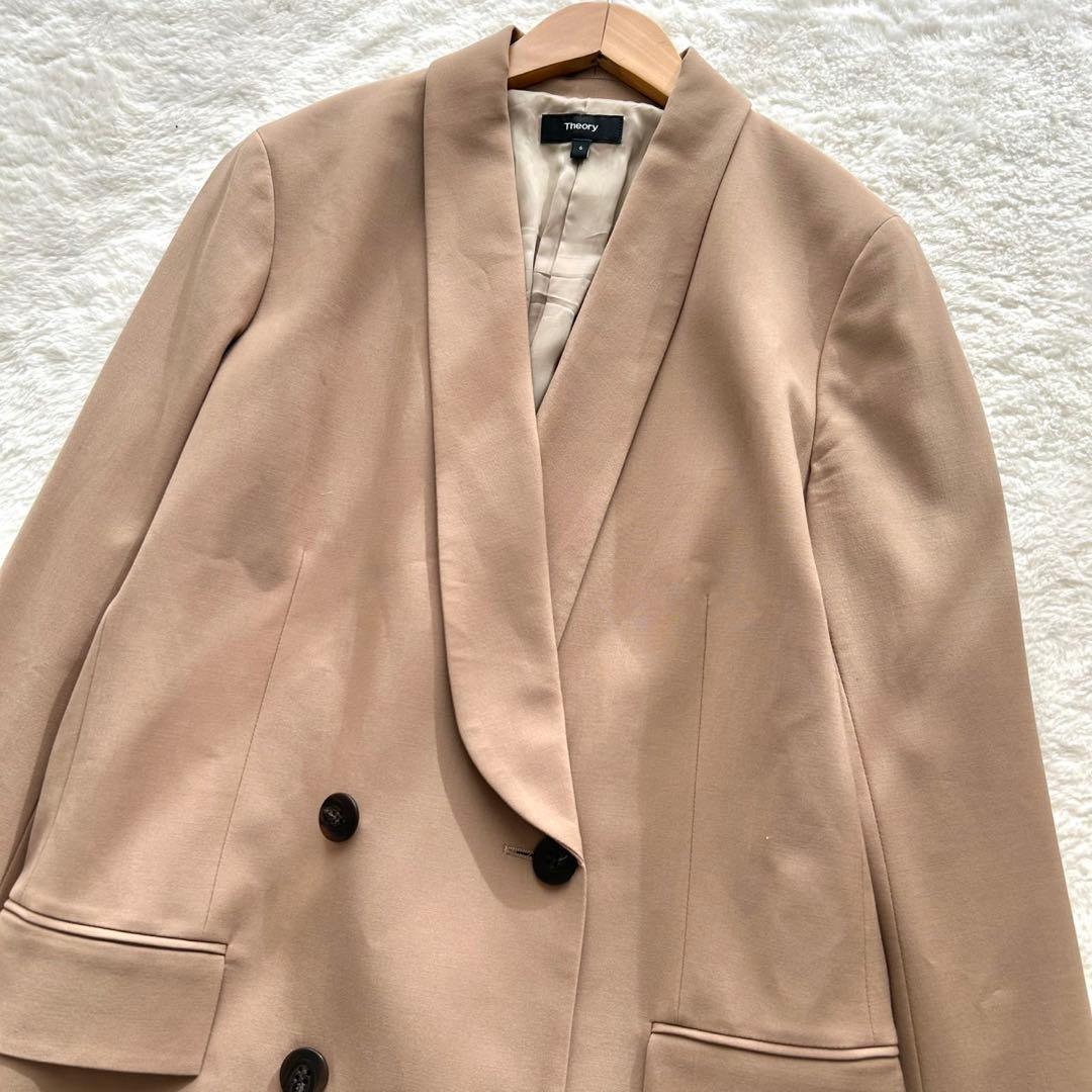 【美品】セオリー ダブルブレスト テーラードロングジャケット サイズ6