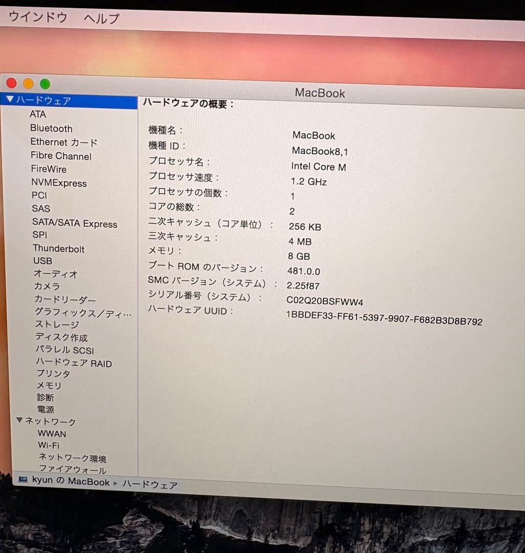 ジャンク MacBook 12インチ Intel Core M A1534