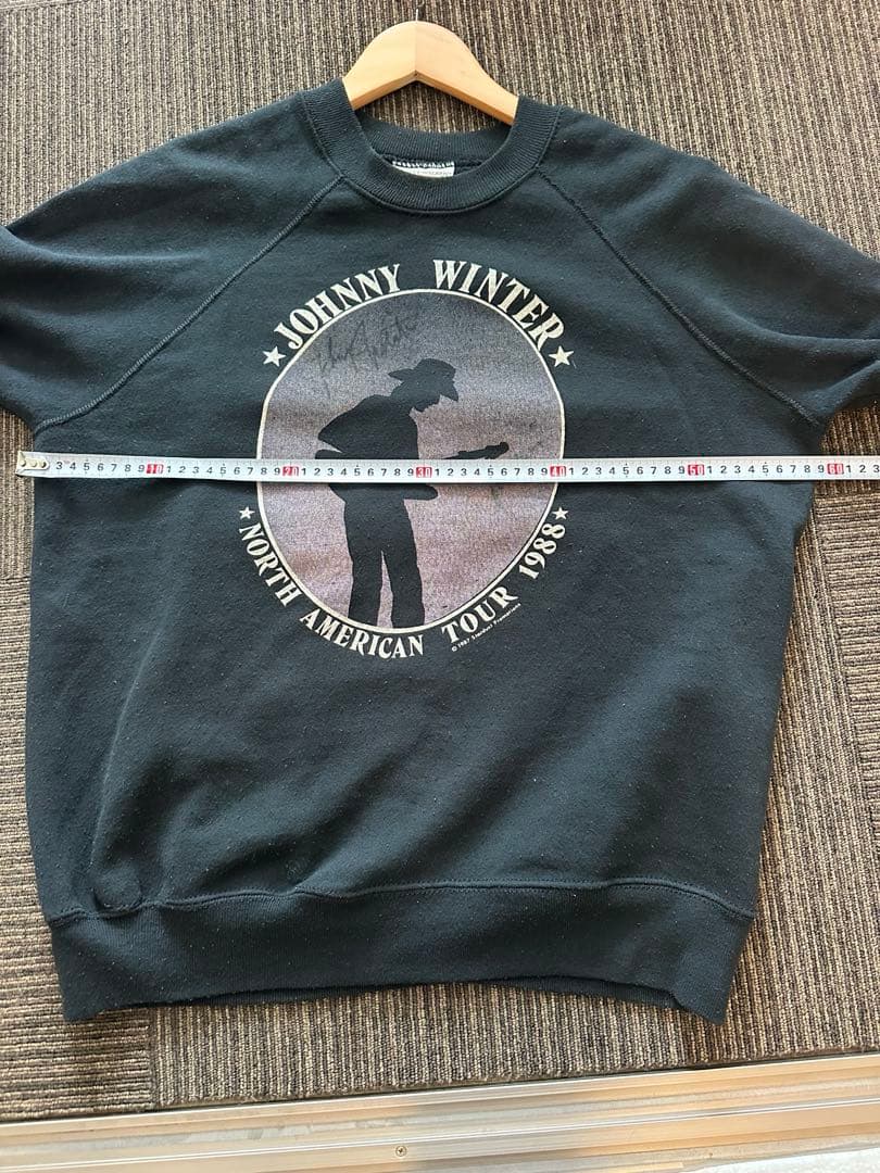 80sビンテージUSA製　ジョニーウィンタースエット　バンドスエット　XL 黒