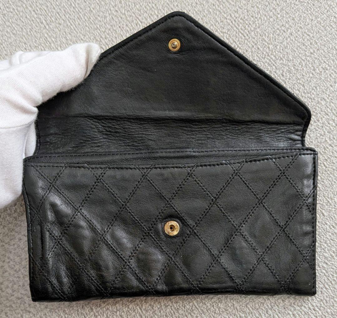 シャネル　ビコローレ　長財布　ラムスキン　黒　スマホケース　札入れ　チェーン