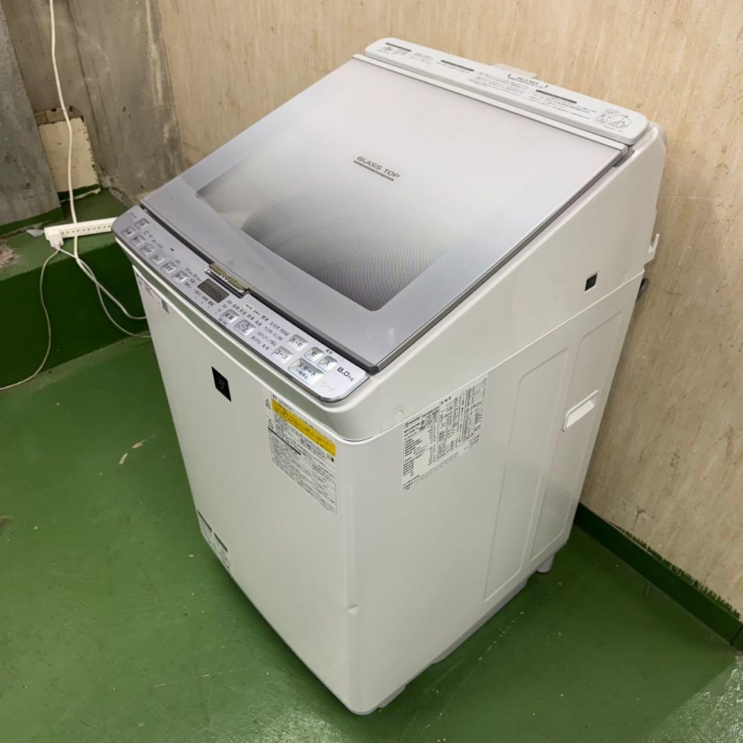 62○送料設置無料　19年製　シャープ洗濯機　8㌔　熱乾燥4.5KG