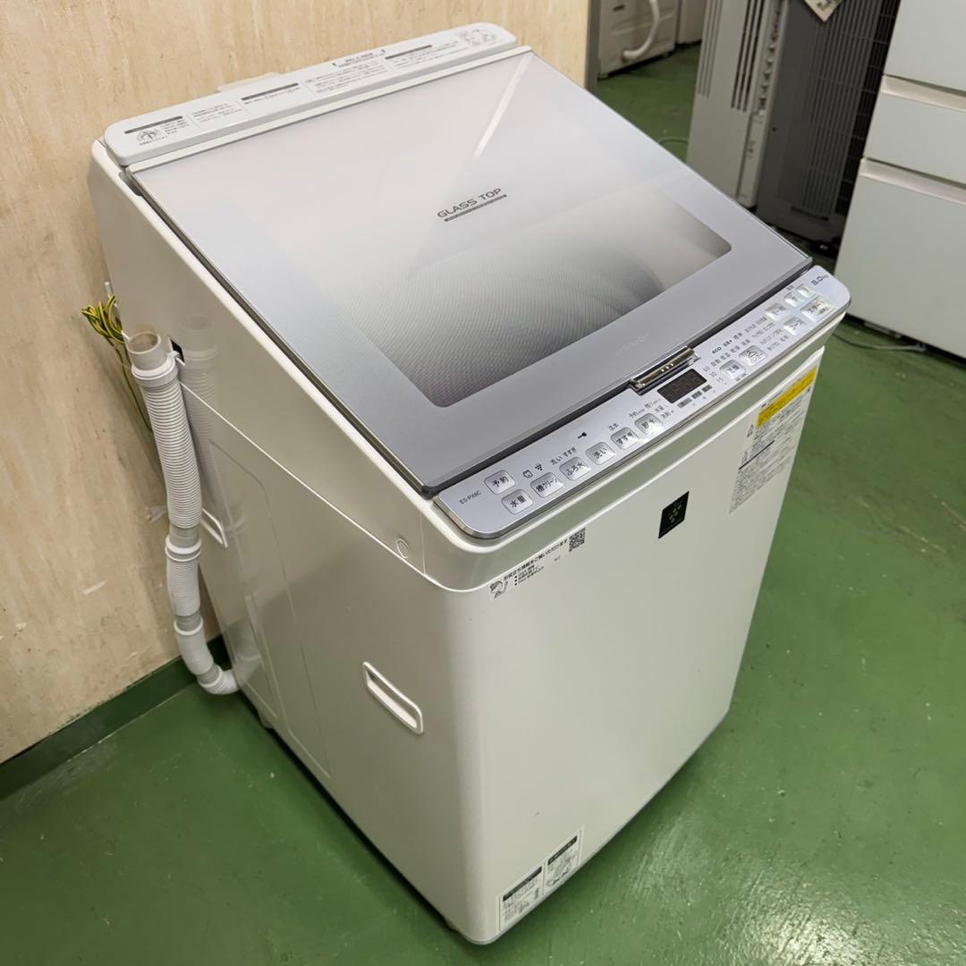 62○送料設置無料　19年製　シャープ洗濯機　8㌔　熱乾燥4.5KG
