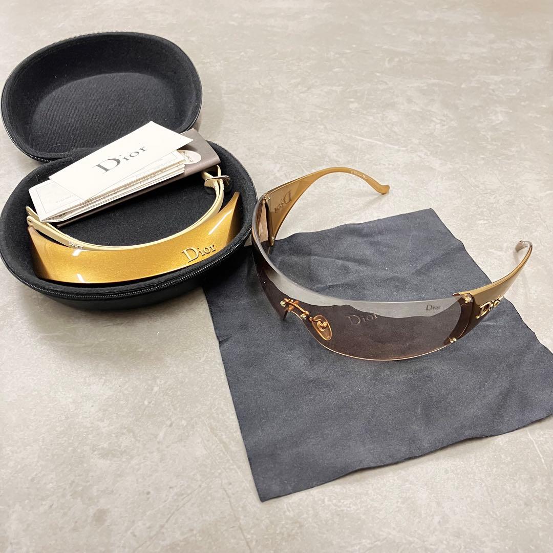 Dior GOLF サングラス ゴールド シールド型 ケース付 ディオール