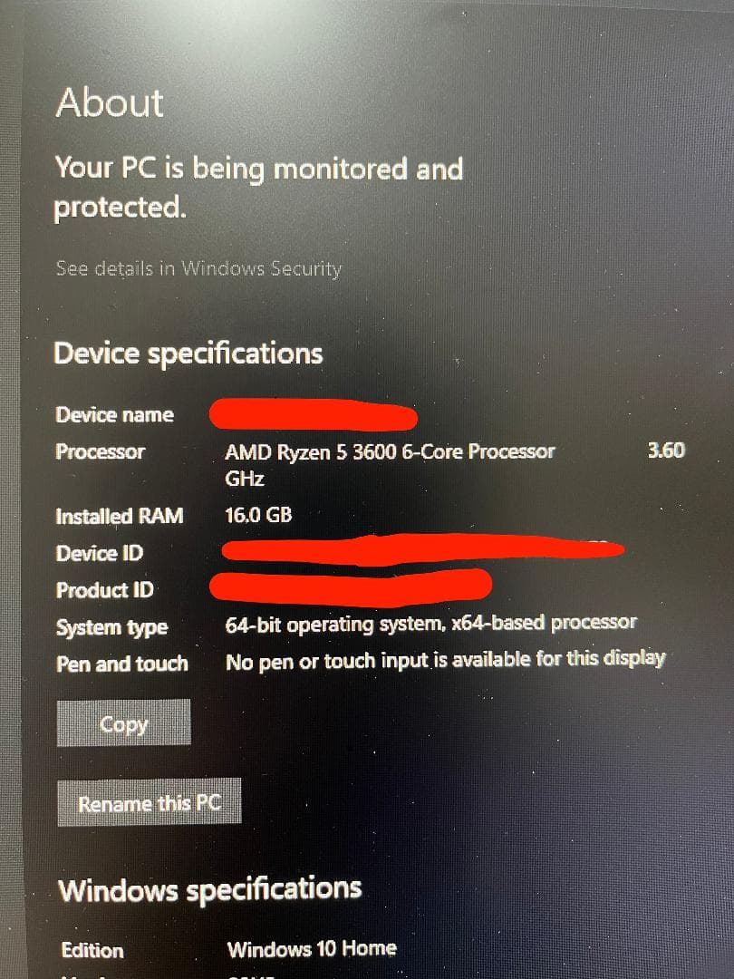 デスクトップパソコン Ryzen 5 3600 RX570 8GB