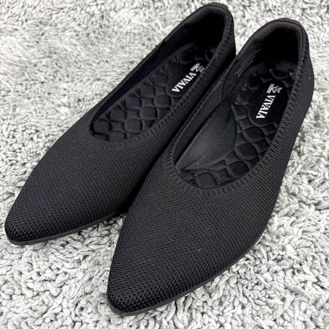 未使用級 VIVAIA ブラック ポインテッドトゥ フラットシューズ 24.5