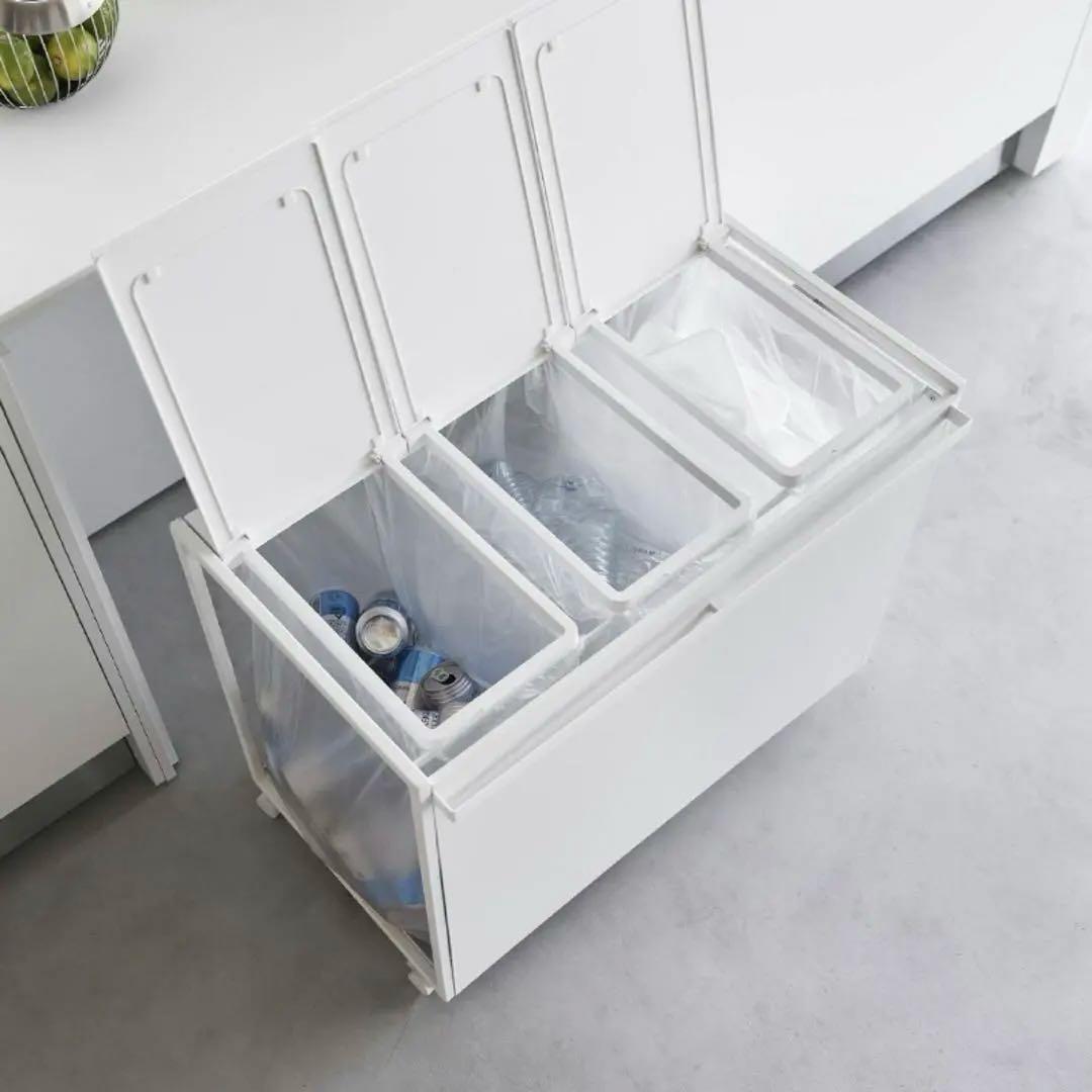 【tower】蓋付き目隠し分別ダストワゴン タワー 45L 3分別