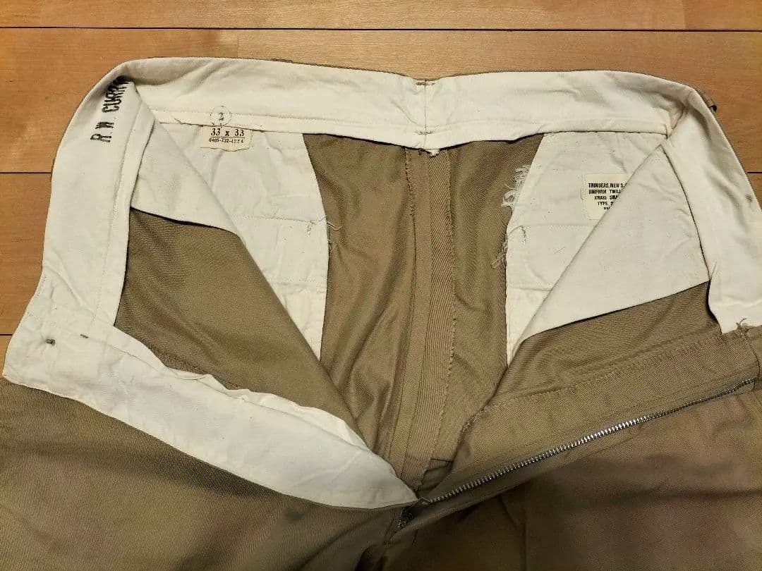 60s USMC（米海兵隊）カーキ・チノパンツ アルミジップ　W33表記
