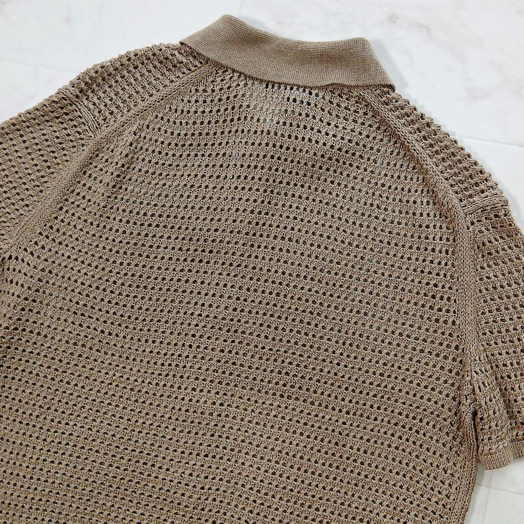 新品タグ付 セオリー 定価3万9千 現行 リネン メッシュ編み ポロニット タン