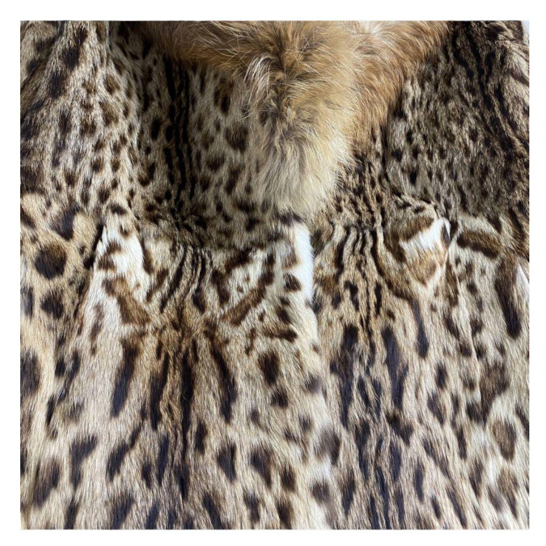 ファーコート　リアルファー　ヒョウ柄　シルク　サイズL