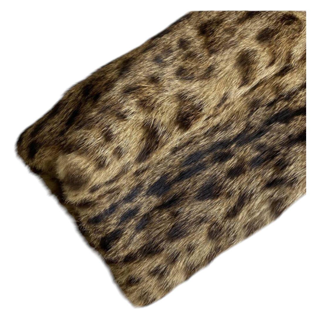 ファーコート　リアルファー　ヒョウ柄　シルク　サイズL