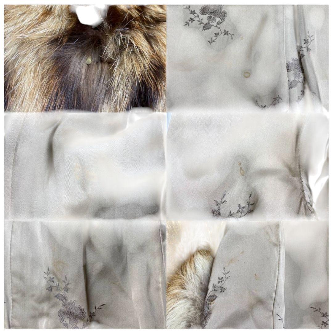 ファーコート　リアルファー　ヒョウ柄　シルク　サイズL