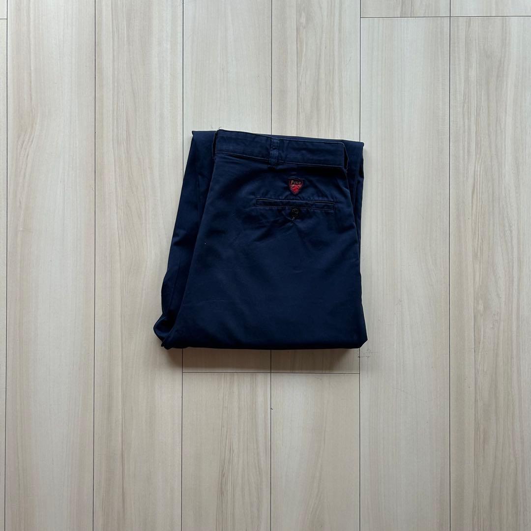 90s ポロゴルフ 2タックチノトラウザーズ ネイビー 実寸34×30 状態良
