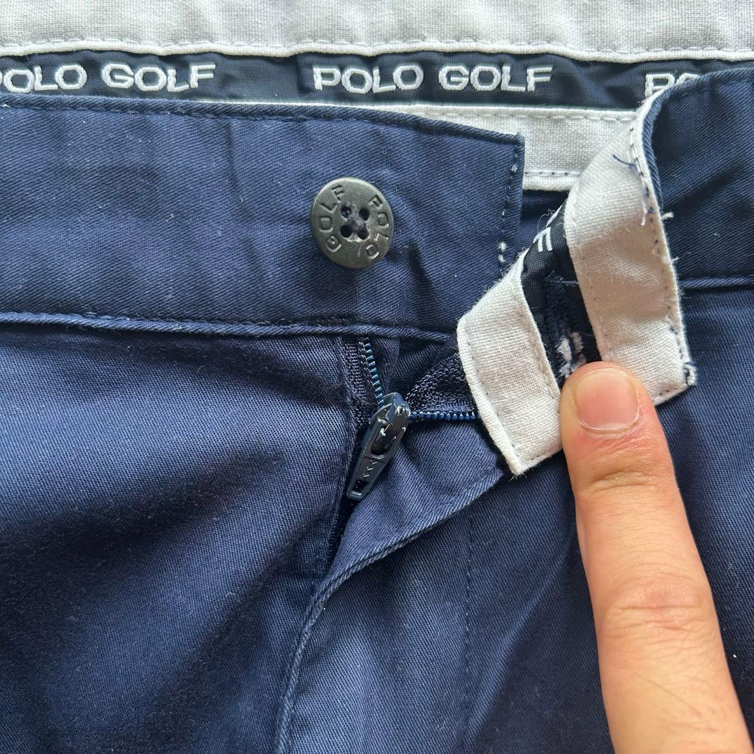 90s ポロゴルフ 2タックチノトラウザーズ ネイビー 実寸34×30 状態良