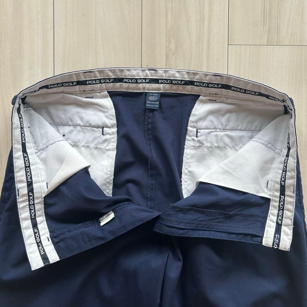 90s ポロゴルフ 2タックチノトラウザーズ ネイビー 実寸34×30 状態良