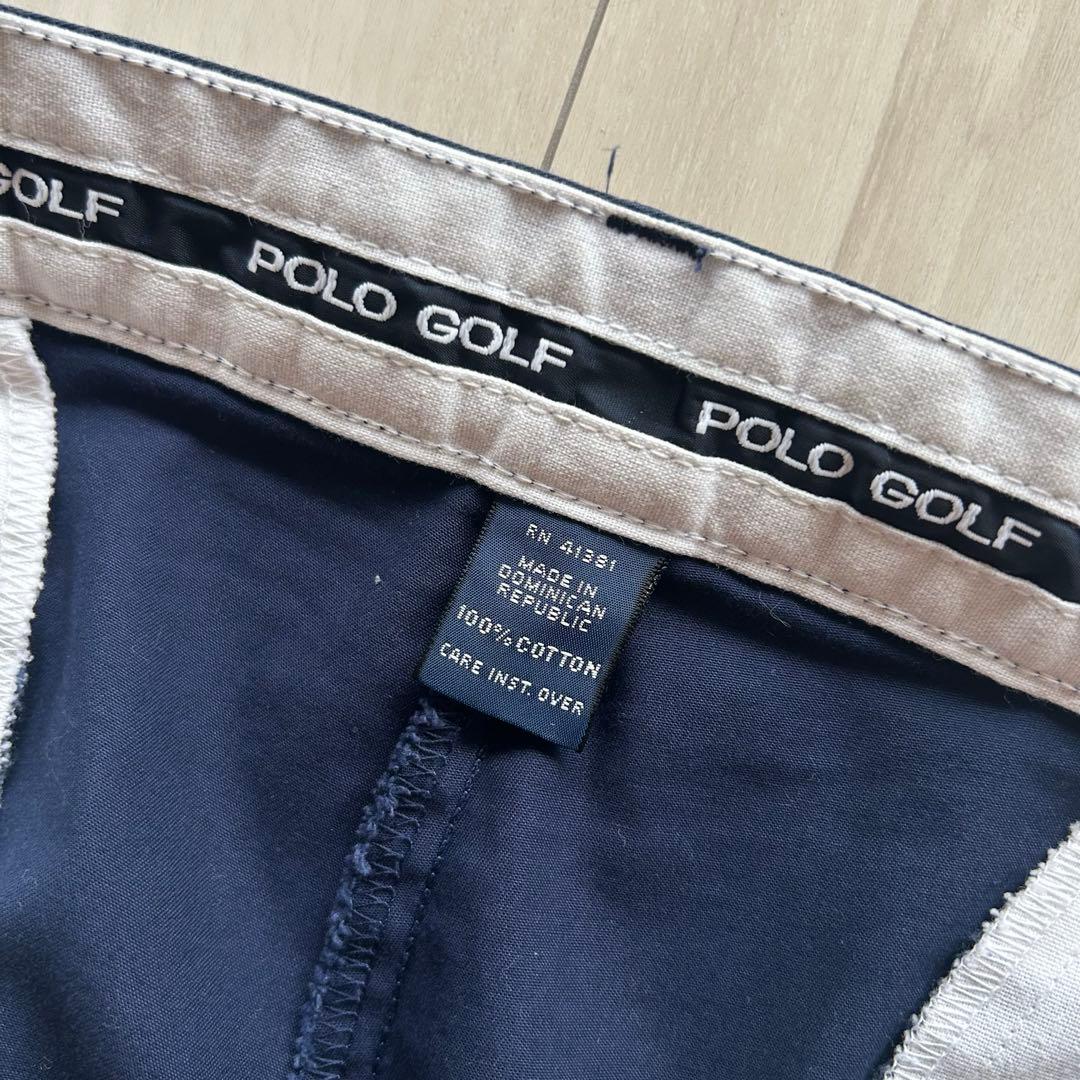 90s ポロゴルフ 2タックチノトラウザーズ ネイビー 実寸34×30 状態良