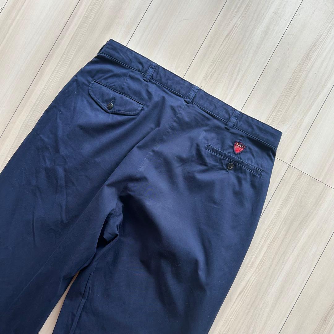 90s ポロゴルフ 2タックチノトラウザーズ ネイビー 実寸34×30 状態良
