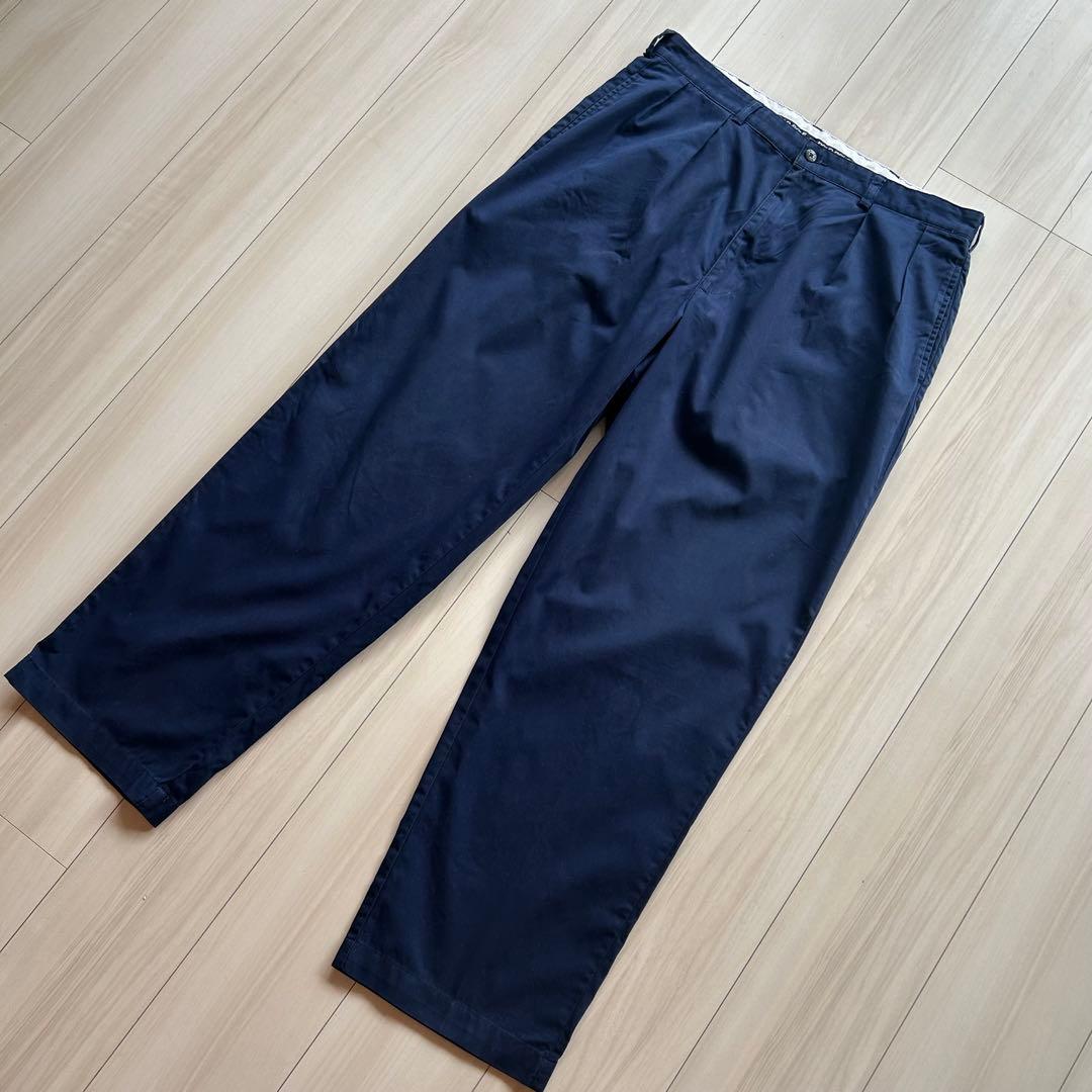 90s ポロゴルフ 2タックチノトラウザーズ ネイビー 実寸34×30 状態良