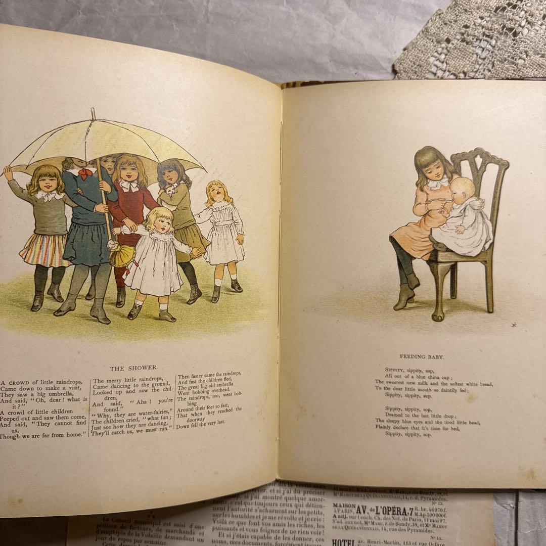 稀少1890年アンティーク愛らしい絵本ヴィクトリアン洋書ジャンクジャーナル古書