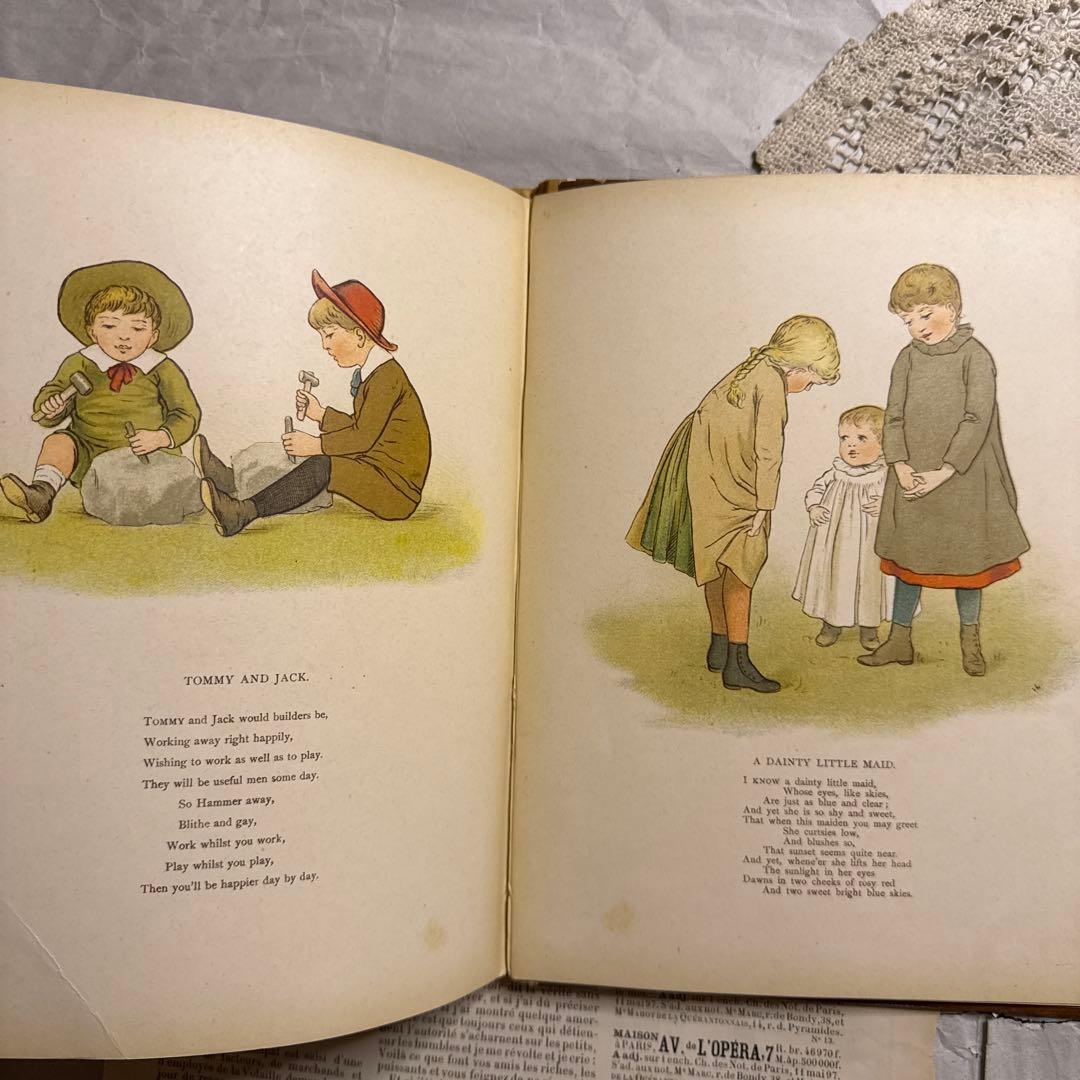稀少1890年アンティーク愛らしい絵本ヴィクトリアン洋書ジャンクジャーナル古書