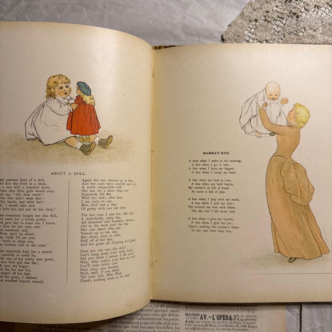 稀少1890年アンティーク愛らしい絵本ヴィクトリアン洋書ジャンクジャーナル古書