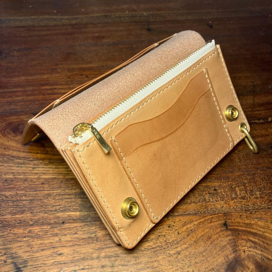 ミドルトラッカーウォレット　ナチュラル　栃木レザー　レザークラフト