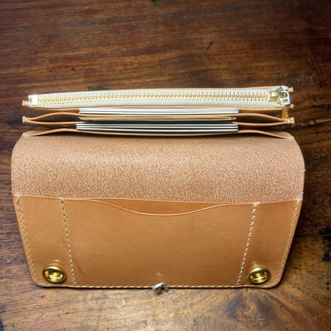 ミドルトラッカーウォレット　ナチュラル　栃木レザー　レザークラフト