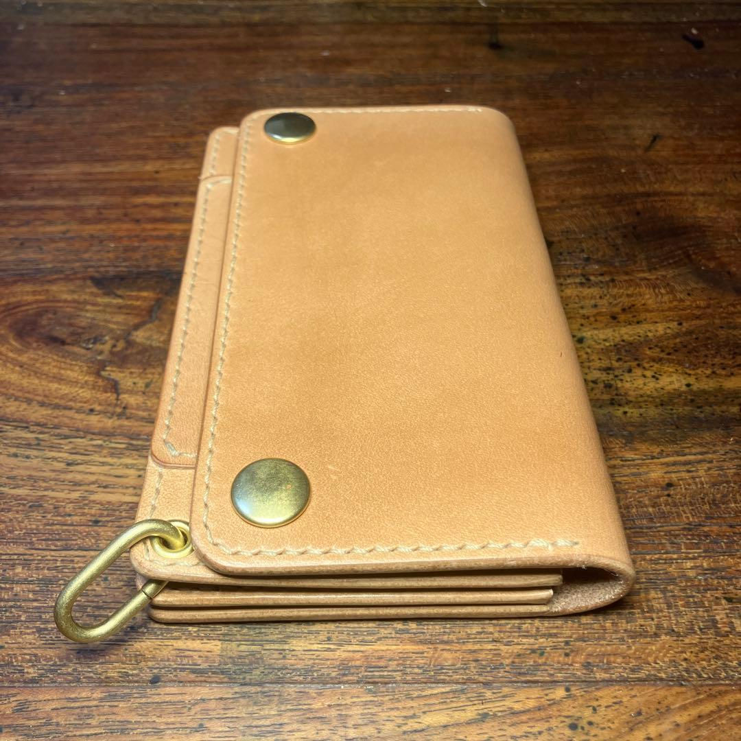 ミドルトラッカーウォレット　ナチュラル　栃木レザー　レザークラフト