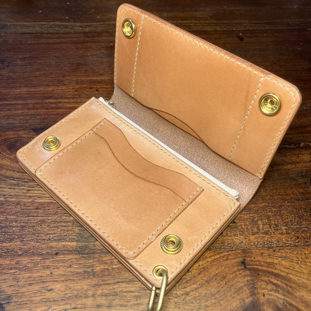 ミドルトラッカーウォレット　ナチュラル　栃木レザー　レザークラフト
