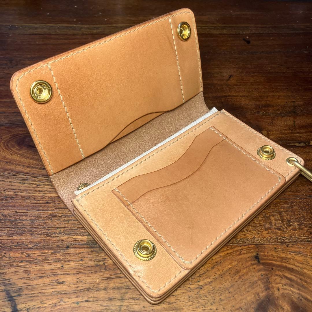 ミドルトラッカーウォレット　ナチュラル　栃木レザー　レザークラフト