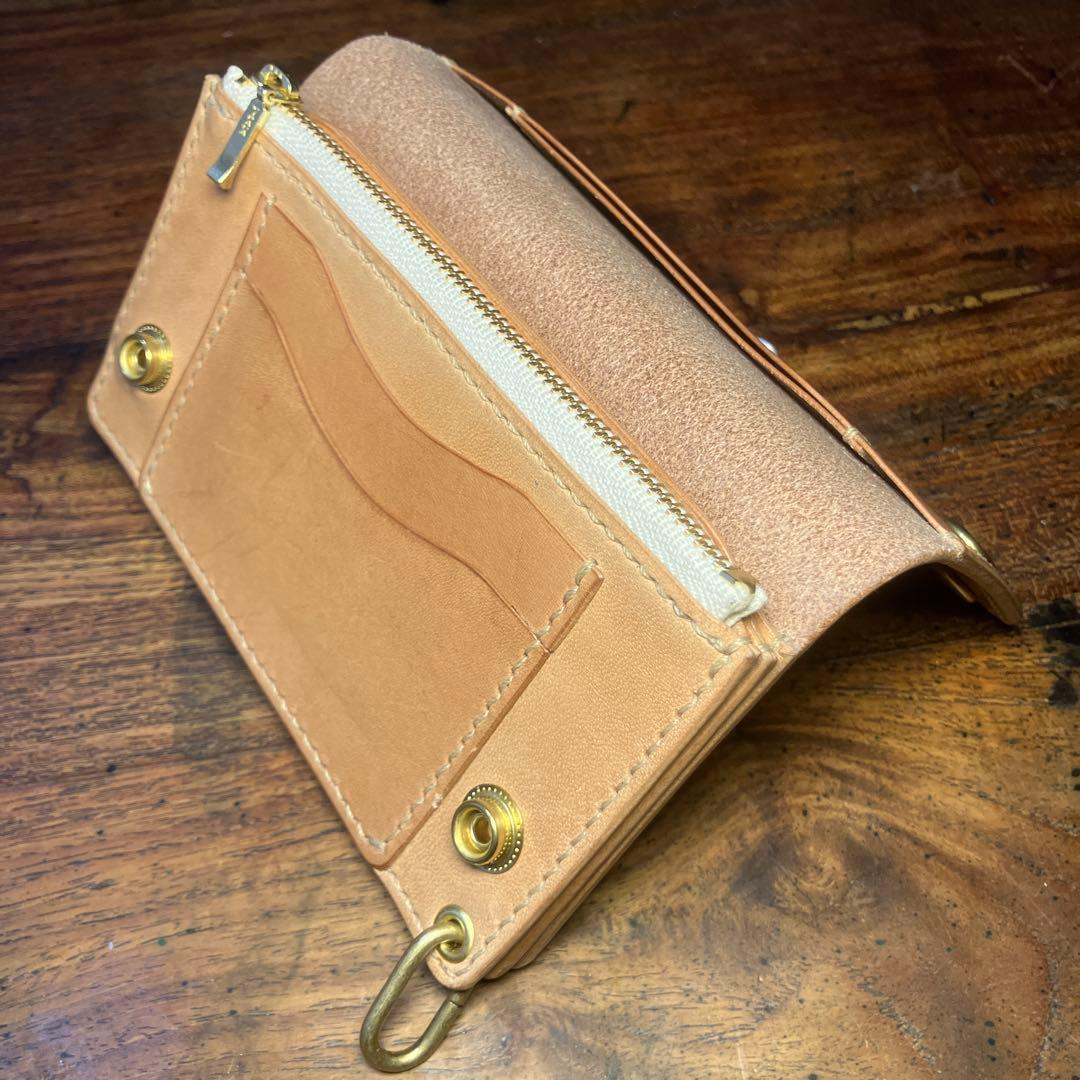 ミドルトラッカーウォレット　ナチュラル　栃木レザー　レザークラフト