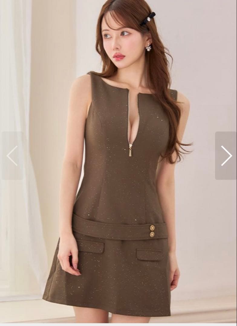 ブラウン ノースリーブミニドレス Sサイズ