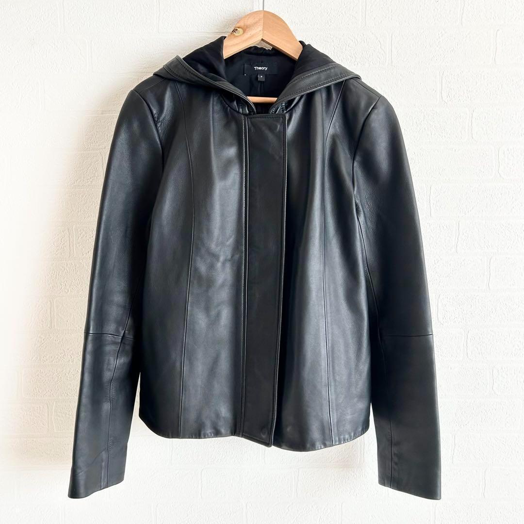 Theory SOFT LEATHER ZIP UP JKT ブラック　P