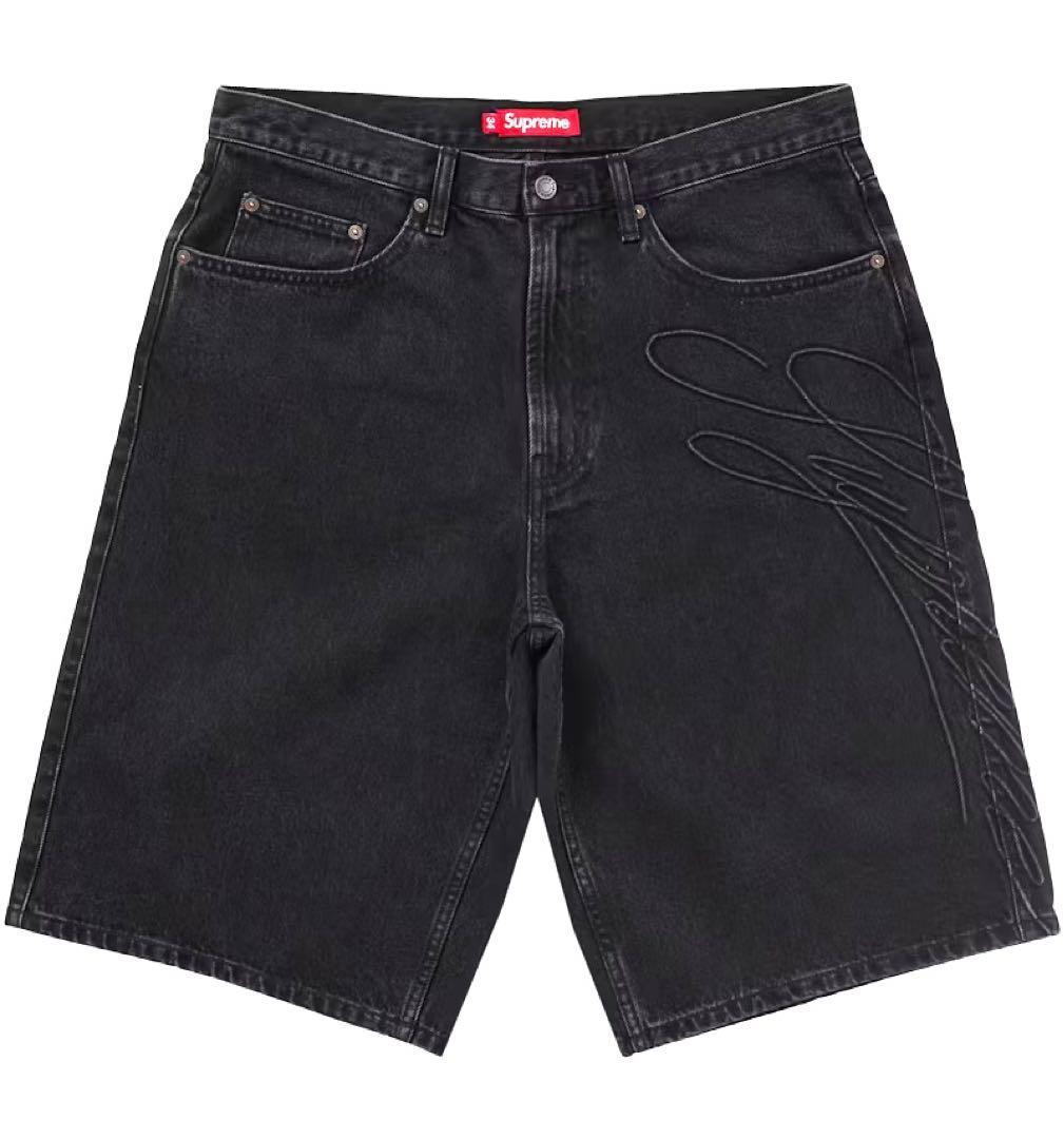 パンツ Supreme script baggy denim shorts 24ss