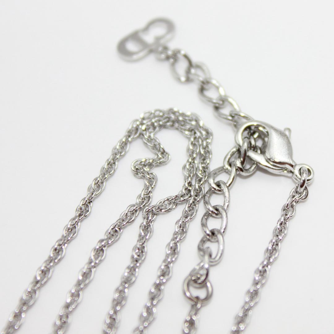 美品 Dior クリスチャンディオール ロゴ パール シルバー ネックレス