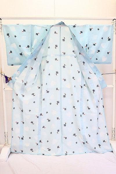 ★専用★夏着物　浴衣　洗える着物　水色　千鳥　トランプ　身丈168cm
