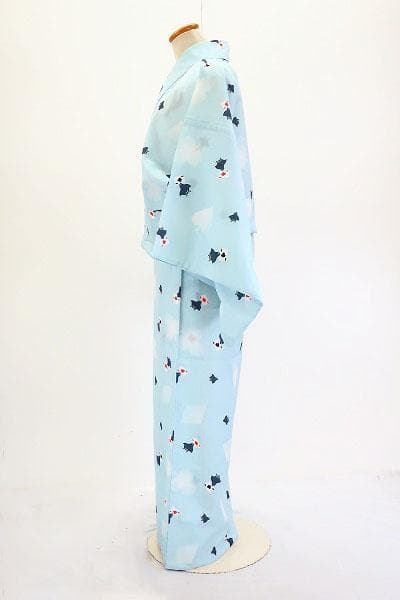 ★専用★夏着物　浴衣　洗える着物　水色　千鳥　トランプ　身丈168cm